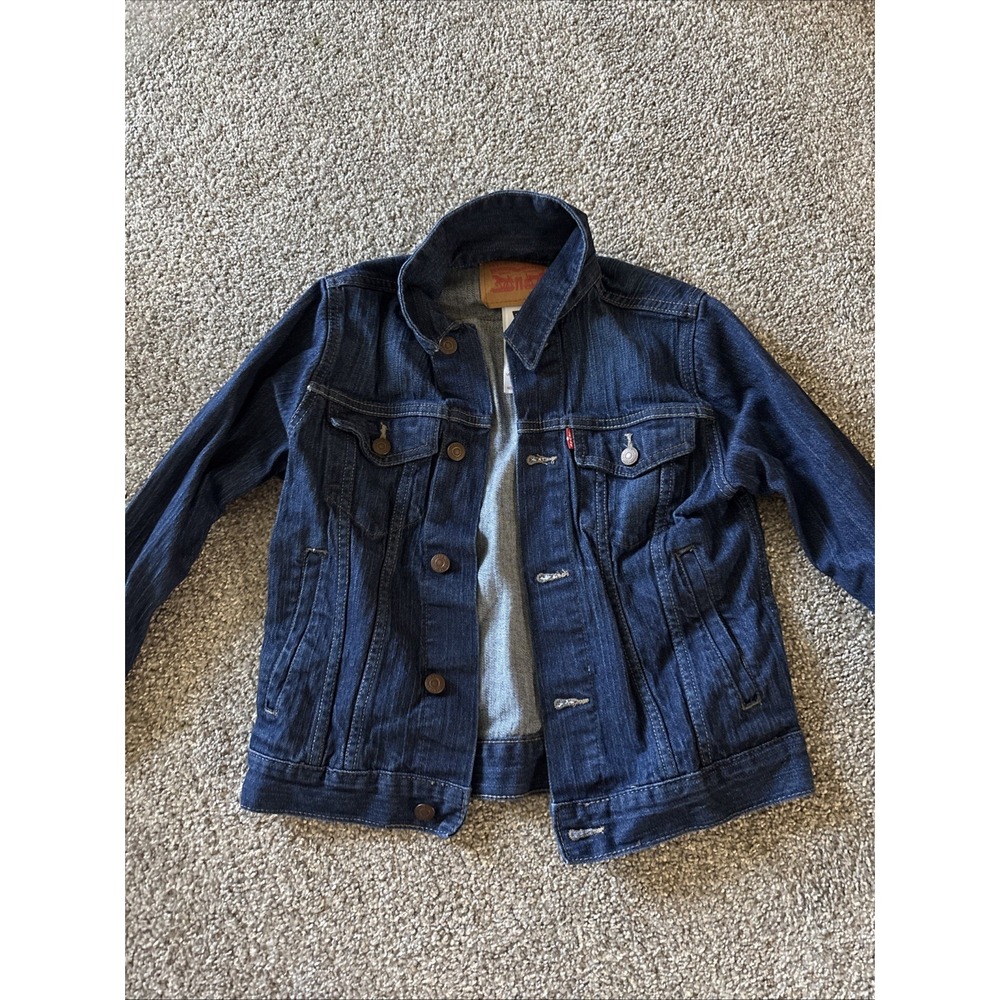 Levi's‎ Kids Jean Jacket Trucker Red Tab Youth Levi Denim Coat, Dark Wash Size M